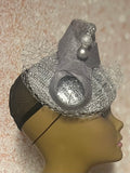 Silver Sequin Circle Button Shiny Bling Fascinator Half Hat for Church, Tea Parties, Weddings and other special occasions