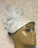 White Iridescent Sequin Fascinator Half Hat for Church, Weddings, Tea Parties, and other Special Occasions