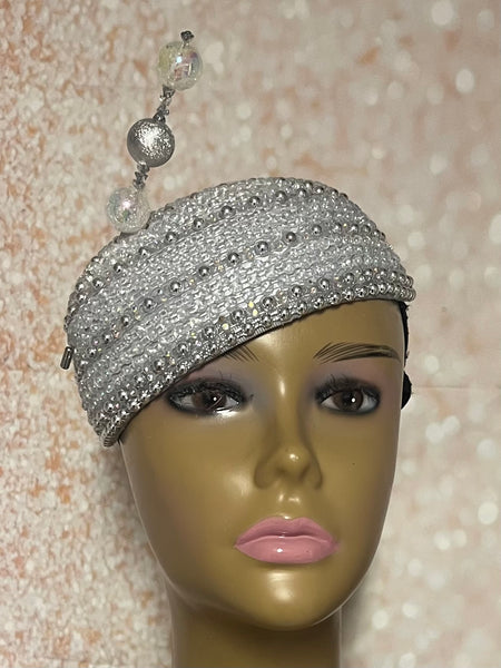 Silver/Gray Beaded Bling Fascinator Hat for Church, Weddings, Tea Parties, and Other Special Occasions