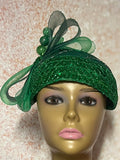 Green Crystal and Sequin Full hat for Church, Wedding, Mother of the Bride, Head Covering, Tea Parties and other special occasions