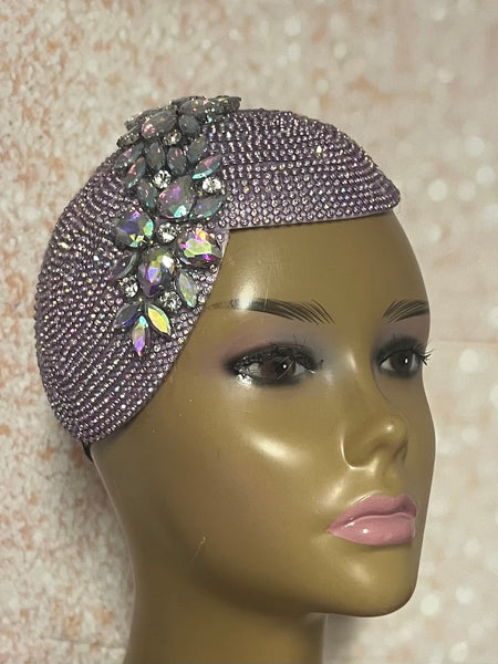 Lavender Double Cup Beaded hat for Church, Weddings, Tea Parties, and other special occasions