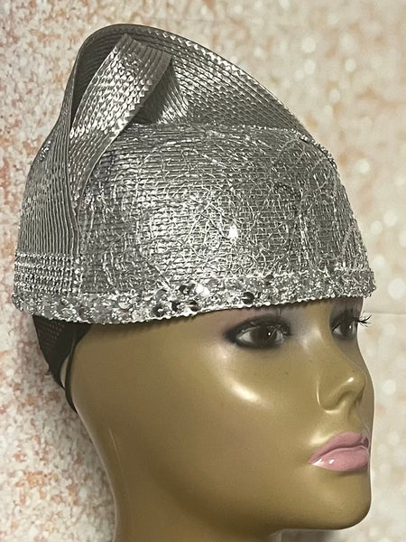Silver Rhinestone Lace Bling Full Hat for Church Head Covering, Weddings, Tea Parties, Mother of the Bride and Other Special Occasions