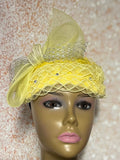 Yellow Braid Fascinator Half Hat, Church Head Covering, Headwear, Tea Parties, Weddings and other Special Occasions