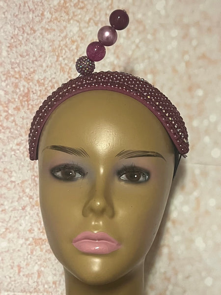 Burgundy Beaded Headband Fascinator Half Hat for Church, Weddings and other special occasions