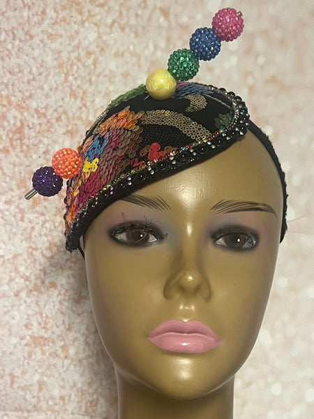 Multicolor Teardrop Fascinator Half Hat, Handmade Church Hat, Tea Parties and Special Occasions