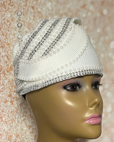 White Beaded Full Hat for church, weddings, and special occasions, Gift for Mom, Sister, Wife, Her