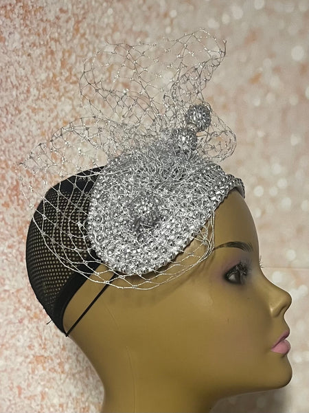 Green Rhinestones Crystal Bling Fascinator Half Hat for Church, Tea Parties, Weddings and other special occasions