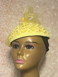 Yellow Fascinator Full Hat, Church Head Covering, Headwear, Tea Parties, Weddings and other Special Occasions