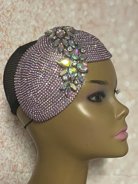 Lavender Double Cup Beaded hat for Church, Weddings, Tea Parties, and other special occasions