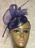 Purple Sequins and Rhinestones Half hat for Church, Wedding, Mother of the Bride, Head Covering, Tea Parties and other special occasions