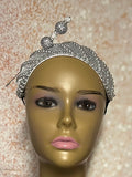 Silver Sequin Beaded Headband-Shaped Fascinator Half Hat for Church, Tea Parties, Weddings and other special occasions