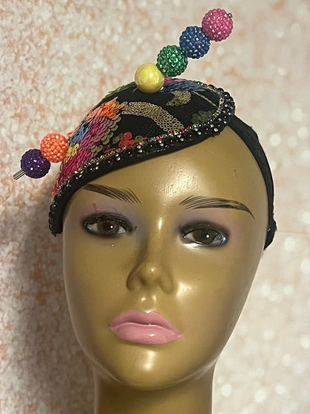 Multicolor Teardrop Fascinator Half Hat, Handmade Church Hat, Tea Parties and Special Occasions