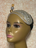Gold and Silver Beaded Headband-Shaped Fascinator Half Hat for Church, Tea Parties, Weddings and other special occasions