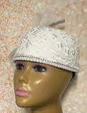 White Lace Full Hat Fascinator for weddings, church, tea parties and special occasions