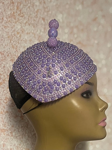 Lavender Beaded Half Hat Fascinator for weddings, church and special occasions