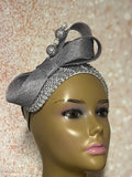 Silver Sequin Beaded Headband-Shaped Fascinator Half Hat for Church, Tea Parties, Weddings and other special occasions