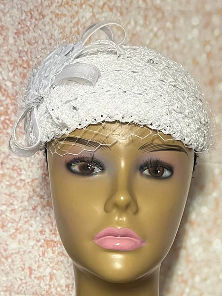 Black Sequin Half Hat for Church Head Covering, Mother of the Bride, Tea Party and other Special Occasions