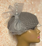 Gray Felt Hat for Church, Wedding, Mother of the Bride, Head Covering, Tea Parties