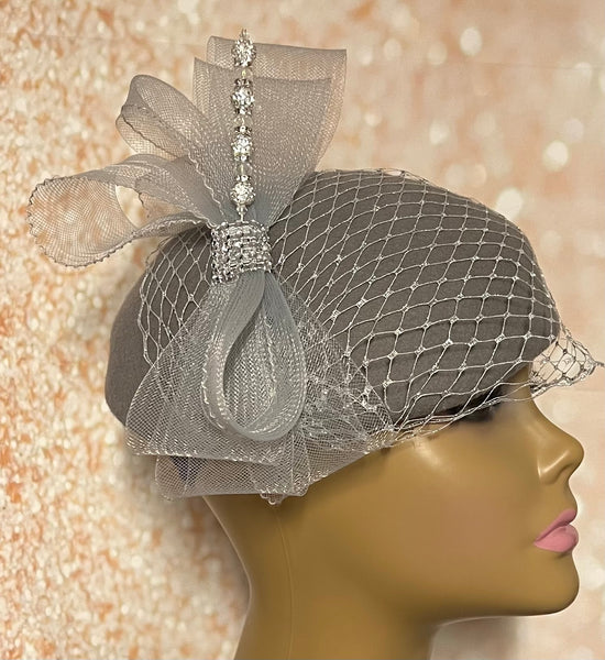 Gray Felt Hat for Church, Wedding, Mother of the Bride, Head Covering, Tea Parties