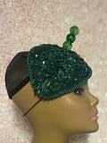Green Rhinestones Crystal Bling Fascinator Half Hat for Church, Tea Parties, Weddings and other special occasions