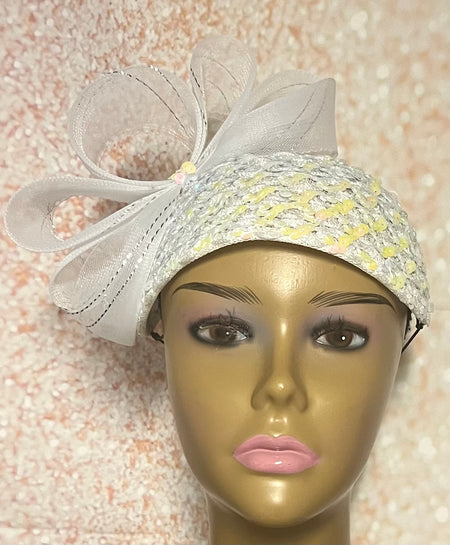 White Lace Full Hat Fascinator for weddings, church, tea parties and special occasions