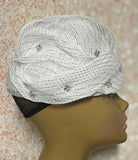 White Draped Mesh Full Hat Fascinator for weddings, church, tea parties and special occasions