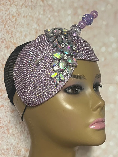 Lavender Double Cup Beaded hat for Church, Weddings, Tea Parties, and other special occasions