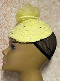 Yellow Full Braid Fascinator Half Hat, Church Head Covering, Headwear, Tea Parties, Weddings and other Special Occasions