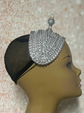 Silver Beaded Headband-Shaped Fascinator Half Hat for Church, Tea Parties, Weddings and other special occasions
