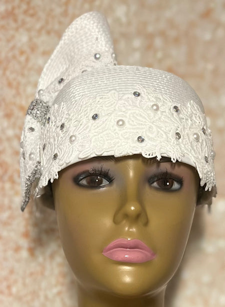 Silver Rhinestone Lace Bling Full Hat for Church Head Covering, Weddings, Tea Parties, Mother of the Bride and Other Special Occasions