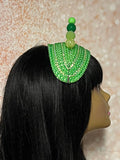 Green Beaded Headband-Shaped Fascinator Half Hat for Church, Tea Parties, Weddings and other special occasions