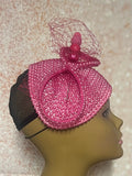 Fuchsia Hot Pink Beaded hat for Church, Wedding, Mother of the Bride, Head Covering, Tea Parties and other special occasions