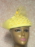 Yellow Fascinator Full Hat, Church Head Covering, Headwear, Tea Parties, Weddings and other Special Occasions
