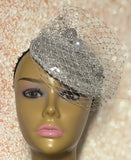 Silver Sequin Disc Shiny Bling Fascinator Half Hat for Church, Tea Parties, Weddings and other special occasions