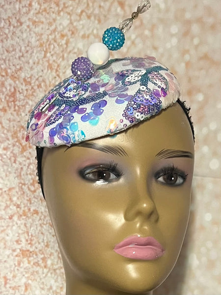 Black Sequin Half Hat for Church Head Covering, Mother of the Bride, Tea Party and other Special Occasions