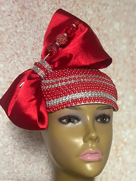 Red and Silver Beaded Half Hat Fascinator for weddings, church and special occasions, Gift for Mom, Sister, Wife, Her