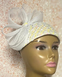 White Iridescent Sequin Fascinator Half Hat for Church, Weddings, Tea Parties, and other Special Occasions