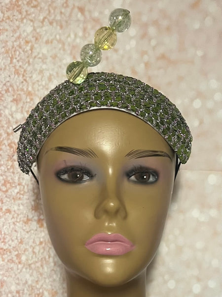 Olive Green Headband-Shaped Fascinator Half Hat for Church, Tea Parties, Weddings and other special occasions