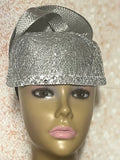 Silver Rhinestone Lace Bling Full Hat for Church Head Covering, Weddings, Tea Parties, Mother of the Bride and Other Special Occasions