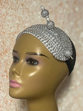 Silver Beaded Headband-Shaped Fascinator Half Hat for Church, Tea Parties, Weddings and other special occasions