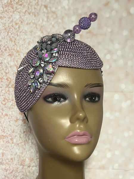 Lavender Double Cup Beaded hat for Church, Weddings, Tea Parties, and other special occasions
