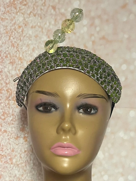 Olive Green Headband-Shaped Fascinator Half Hat for Church, Tea Parties, Weddings and other special occasions