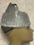 Silver Rhinestone Lace Bling Full Hat for Church Head Covering, Weddings, Tea Parties, Mother of the Bride and Other Special Occasions