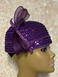 Purple Sequins and Rhinestones hat for Church, Wedding, Mother of the Bride, Head Covering, Tea Parties and other special occasions