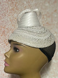 White Pearl Rhinestone Beaded  Three Quarter/Half Hat with Bow for weddings, church and special occasions, Gift for Mom, Sister, Wife