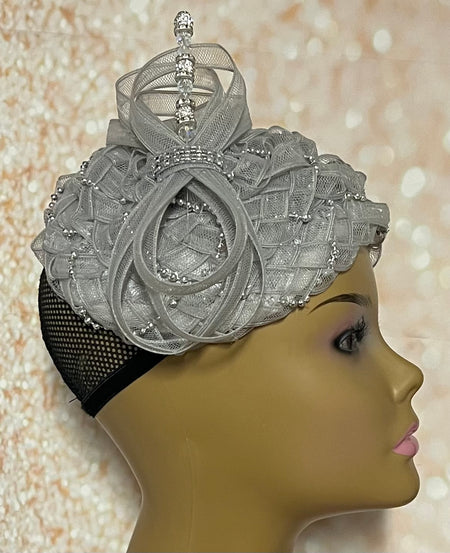 White Lace Full Hat Fascinator for weddings, church, tea parties and special occasions
