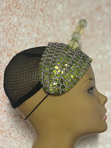 Olive Green Headband-Shaped Fascinator Half Hat for Church, Tea Parties, Weddings and other special occasions