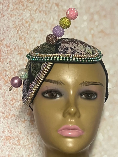 Multicolor Double Cup Teardrop Pastel Fascinator, Handmade Church Half Hat, Tea Parties and Special Occasions