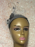 Gray Felt Flower Headband Hat for Church, Wedding, Mother of the Bride, Head Covering, Tea Parties