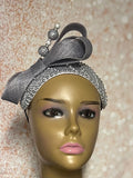 Silver Sequin Beaded Headband-Shaped Fascinator Half Hat for Church, Tea Parties, Weddings and other special occasions
